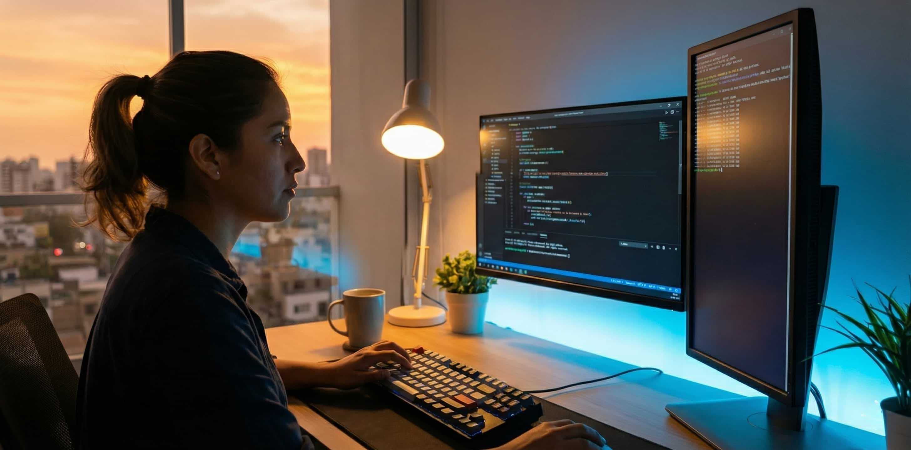 Desarrollador programando con IA
